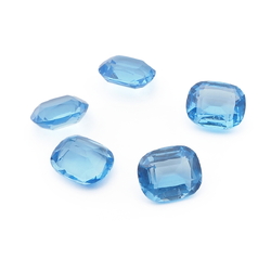 Lot (5) Czech vintage blue rectangle glass rhinestones 10x8mm