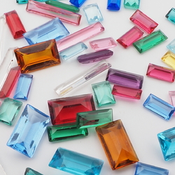 Lot (48) Czech vintage assorted rectangle glass rhinestones 