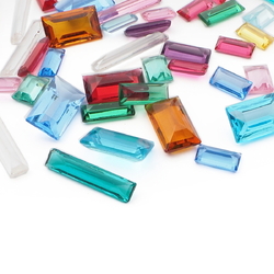 Lot (48) Czech vintage assorted rectangle glass rhinestones 