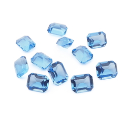 Lot (12) Czech vintage sapphire blue octagon glass rhinestones 9x7mm