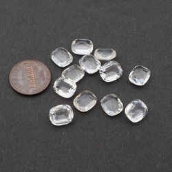 Lot (12) Czech vintage clear rectangle glass rhinestones 10x8mm