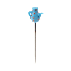 Vintage Czech lampwork blue glass teapot hat pin