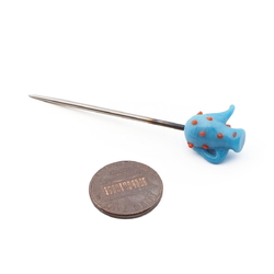 Vintage Czech lampwork blue glass teapot hat pin