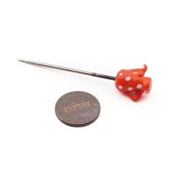 Vintage Czech lampwork red glass teapot hat pin