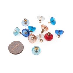 Lot (12) antique Czech round faceted rosarian pin shank glass buttons 11mm