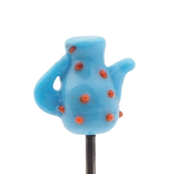 Vintage Czech lampwork blue glass teapot hat pin