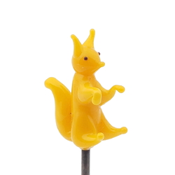 Vintage Czech lampwork yellow glass squirrel hat pin