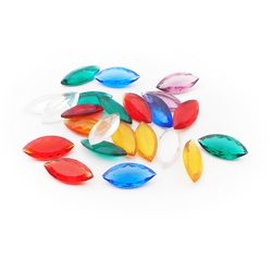 Lot (23) Czech vintage oval eye faceted glass rhinestones 15x7mm