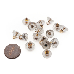 Lot (14) antique Czech crystal clear rosarian pin shank glass buttons