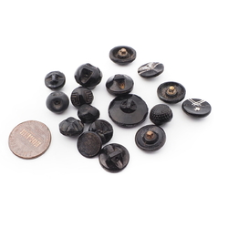 Lot (17) Czech Victorian Deco antique small black glass buttons