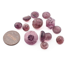 Lot (11) Czech 1930's Vintage cranberry pink glass buttons