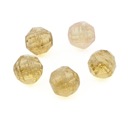 Lot (5) Czech vintage yellow uranium ball faceted glass buttons 10mm