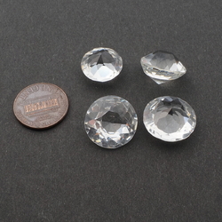 Lot (4) Czech vintage large round crystal clear glass rhinestones 15/17mm