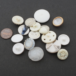 Lot (16) Czech vintage white uranium frost moonglow glass buttons