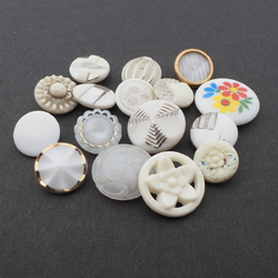 Lot (16) Czech vintage white uranium frost moonglow glass buttons