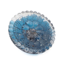 Large Antique Victorian Czech starburst blue lacy glass button 29mm