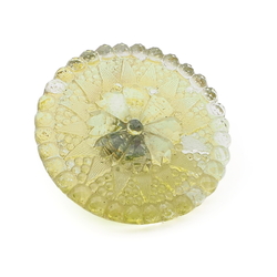 Large Antique Victorian Czech sunburst yellow lacy glass button 29mm