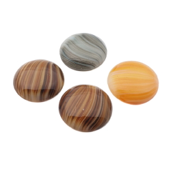 Lot (4) Czech vintage large striped round glass cabochons 30mm