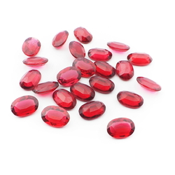 Lot (23) Czech vintage cranberry pink red oval glass rhinestones 11x8mm