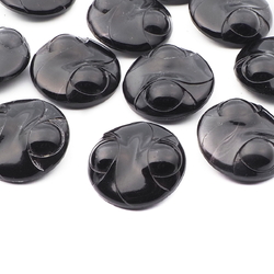Lot (10) Czech vintage large round black glass buttons 32mm