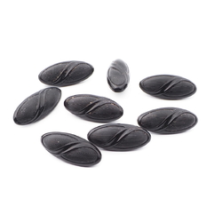 Lot (8) Czech vintage large oval black glass buttons 33mm