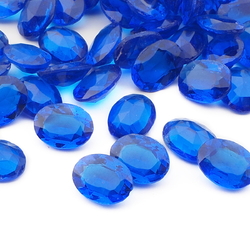 Lot (100) Czech vintage sapphire blue oval glass rhinestones 8x6mm