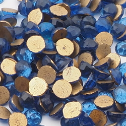 Lot (230) Czech vintage round faceted blue foiled flatback glass rhinestones 5mm