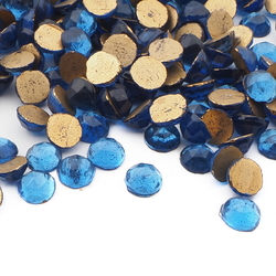 Lot (230) Czech vintage round faceted blue foiled flatback glass rhinestones 5mm