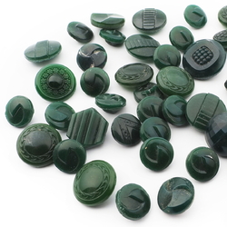 Lot (47) vintage Czech 1930's jade green glass buttons 