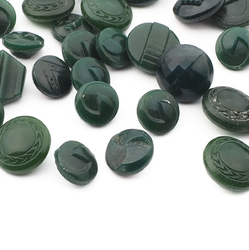 Lot (47) vintage Czech 1930's jade green glass buttons 