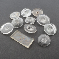 Lot (11) vintage Deco Czech large crystal clear glass buttons 
