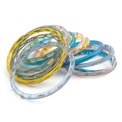 Lot (14) antique Czech filigree bicolor lampwork glass bangles rings earring hoops