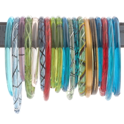 Lot (19) antique Czech transparent bicolor filigree glass bangles hoops rings