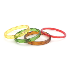 Lot (4) Antique Czech faceted glass bangles rings 65mm