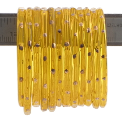 Lot (12) antique Czech gold gilt white striped golden yellow bicolor glass bangles rings