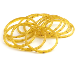 Lot (12) antique Czech gold gilt white striped golden yellow bicolor glass bangles rings