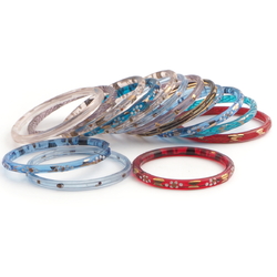 Lot (15) antique Czech assorted gold gilt enamel bicolor glass bangles hoops rings