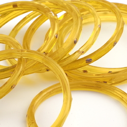 Lot (9) antique Czech gold gilt white striped golden yellow bicolor glass bangles rings