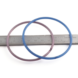 Lot (2) antique Czech blue purple satin glass bangles hoops rings