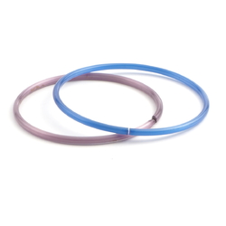 Lot (2) antique Czech blue purple satin glass bangles hoops rings