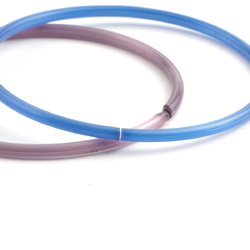 Lot (2) antique Czech blue purple satin glass bangles hoops rings