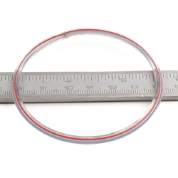 Large antique Czech red white blue striped glass bangle hoop ring 69mm