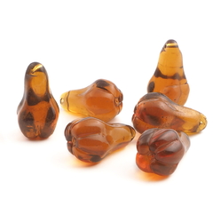 Lot (6) Vintage Czech topaz glass pear fruit lamp Chandelier lamp prisms 1.5"