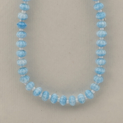 Vintage Czech necklace blue marble rondelle flower glass beads 