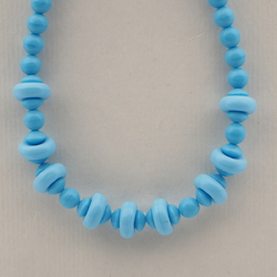 Vintage Czech necklace blue round rondelle glass beads 