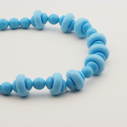 Vintage Czech necklace blue round rondelle glass beads 