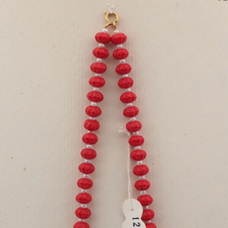 Vintage Czech necklace pink marble red rondelle flower glass beads 