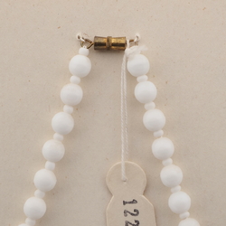 Vintage Czech necklace white blue yellow glass beads 
