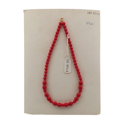 Vintage Czech necklace red round bell glass beads 16"
