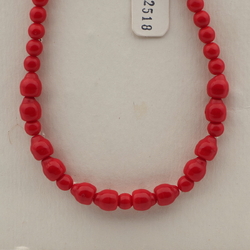 Vintage Czech necklace red round bell glass beads 16"